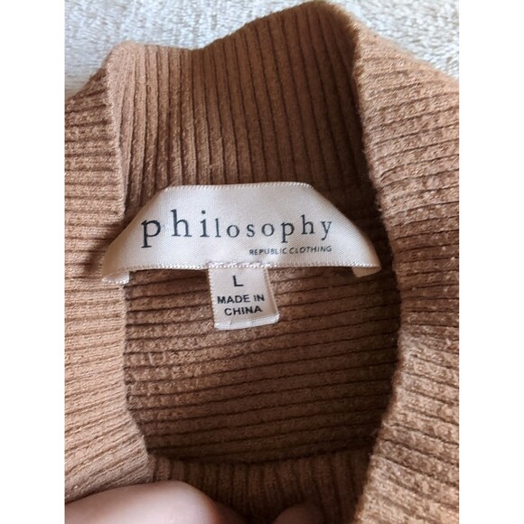 Philosophy turtle neck tan colored size large - Picture 2 of 5